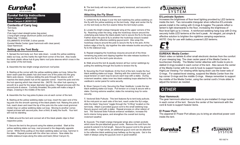 Page n°1 - Manuel utilisateur Eureka Silver Canyon 6