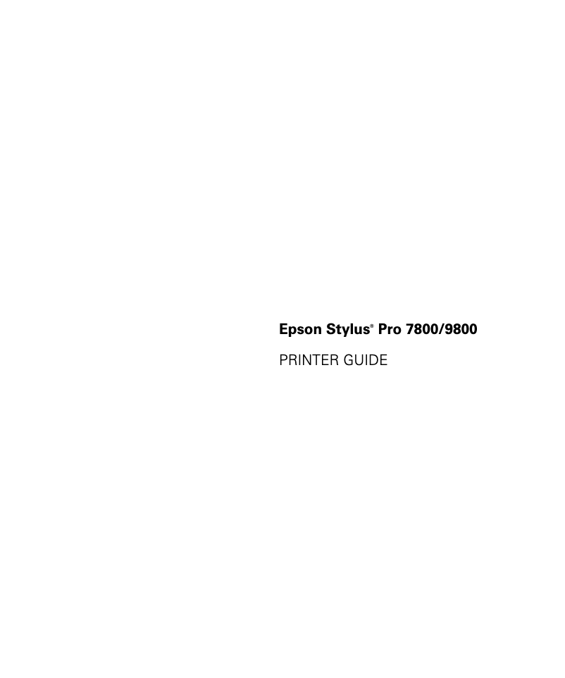 Page n°1 - Manuel utilisateur Epson Stylus Pro 7800