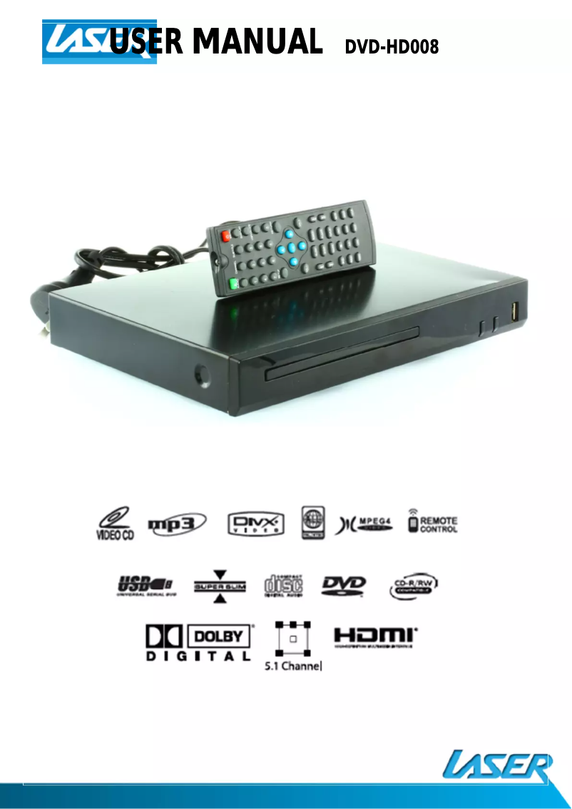 Page 1 de la notice Manuel utilisateur Laser DVD-HD008