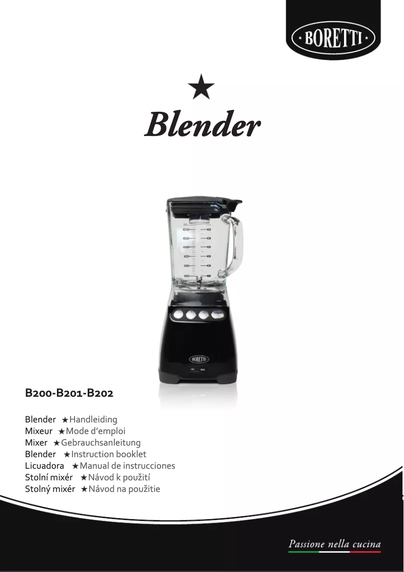Page 1 de la notice Manuel utilisateur Boretti Blender B202 Frullatore