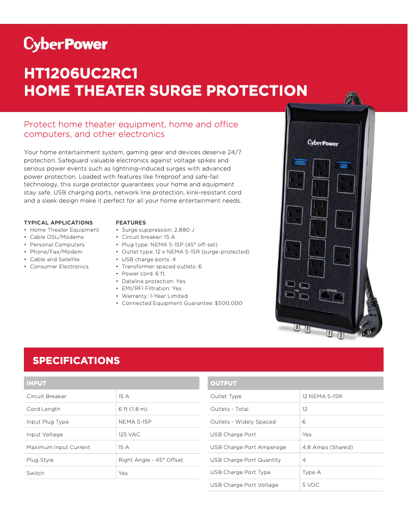 Page 1 de la notice Manuel utilisateur CyberPower Home Theater HT1206UC2