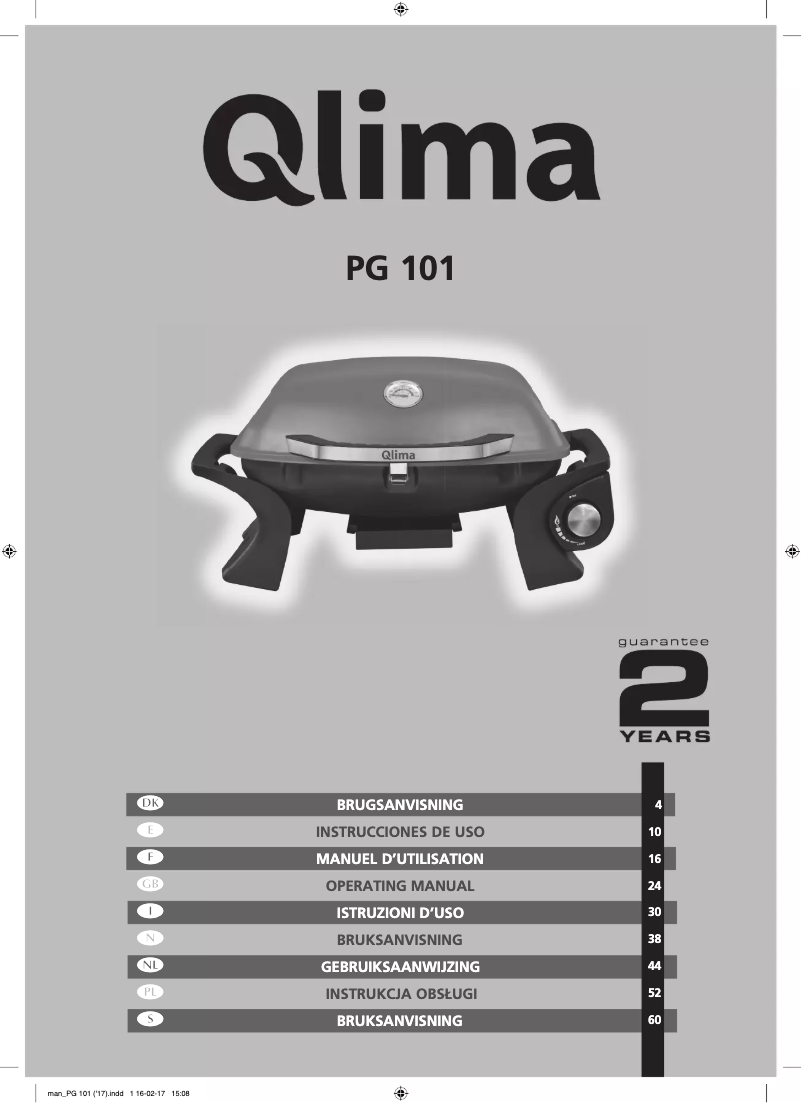 Page n°1 - Manuel utilisateur Qlima PG 101