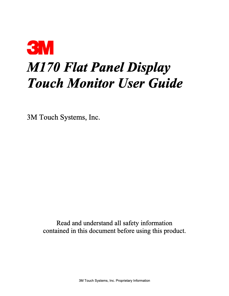 Imagen de la primera página del manual del dispositivo MicroTouch M170