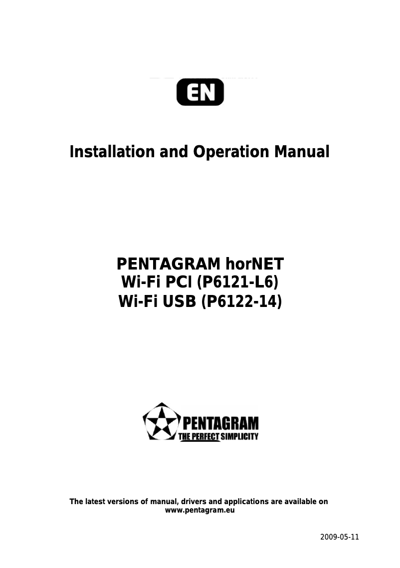 Page n°1 - Manuel utilisateur Pentagram P 6122-14