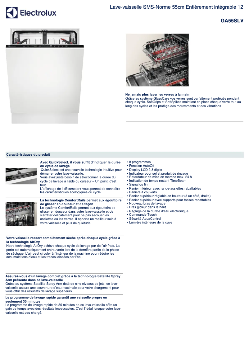 Page n°1 - Fiche technique Electrolux GA55SLV