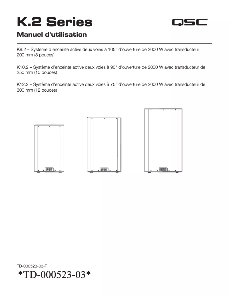 Page 1 de la notice Manuel utilisateur QSC K8.2