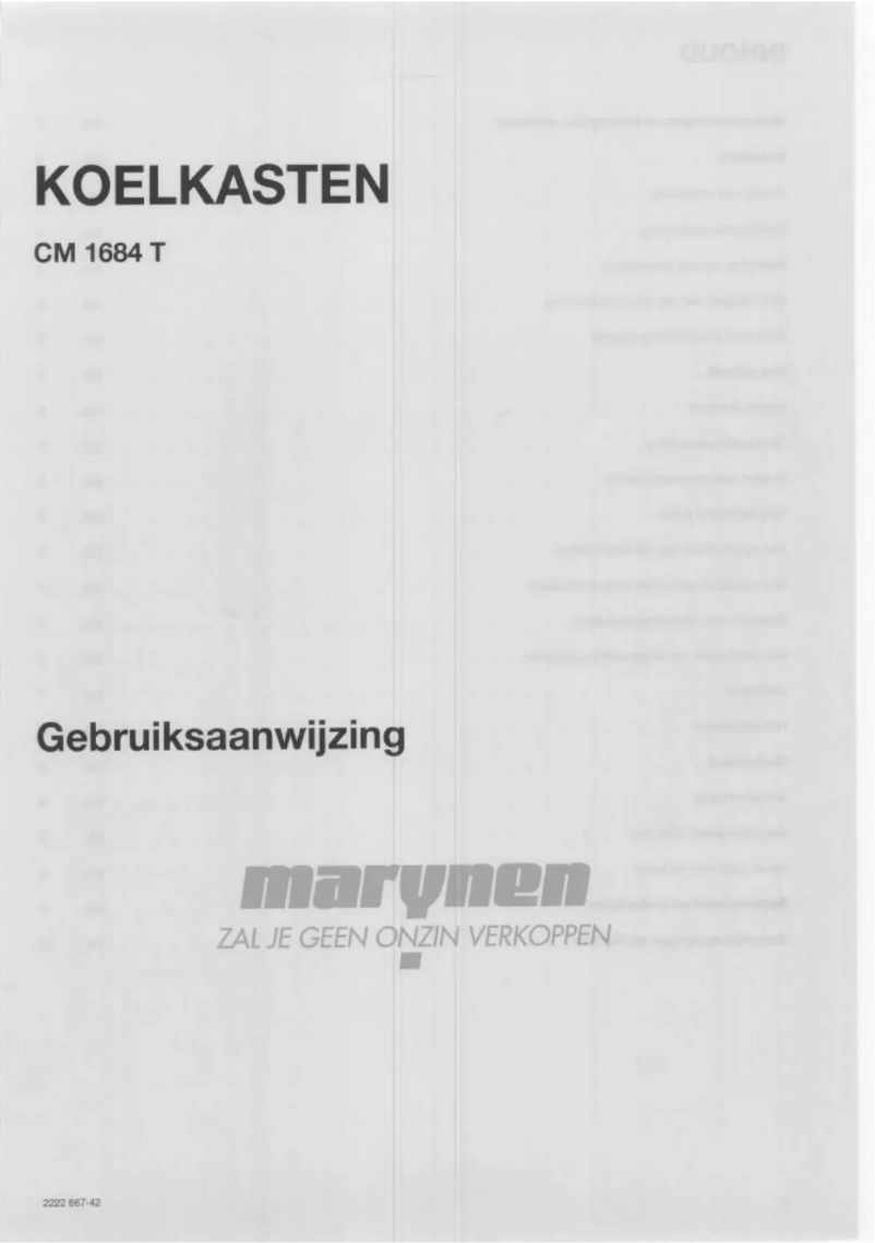Page n°1 - Manuel utilisateur Marynen CM 1684 T