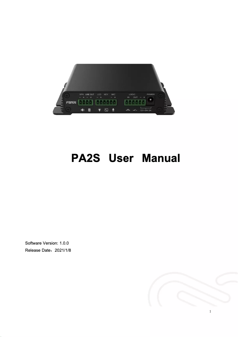 Imagen de la primera página del manual del dispositivo PA2