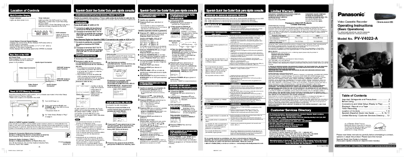 Page n°1 - Manuel utilisateur Panasonic PV-V4022A