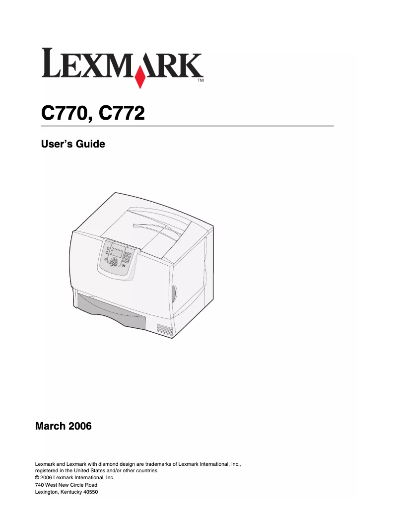 Page 1 de la notice Manuel utilisateur Lexmark C772
