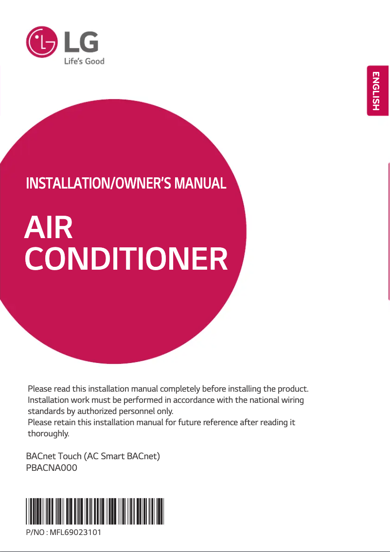 Page n°1 - Guide d'installation LG PBACNA000