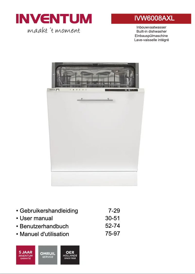 Imagen de la primera página del manual del dispositivo IVW6008AXL