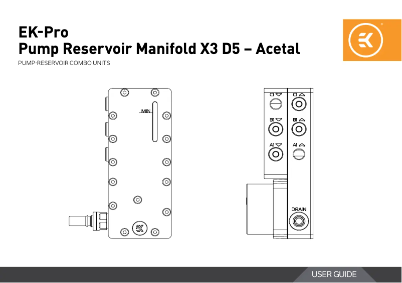 Page 1 de la notice Manuel utilisateur EK Water Blocks EK-Pro Pump Reservoir Manifold X3 D5