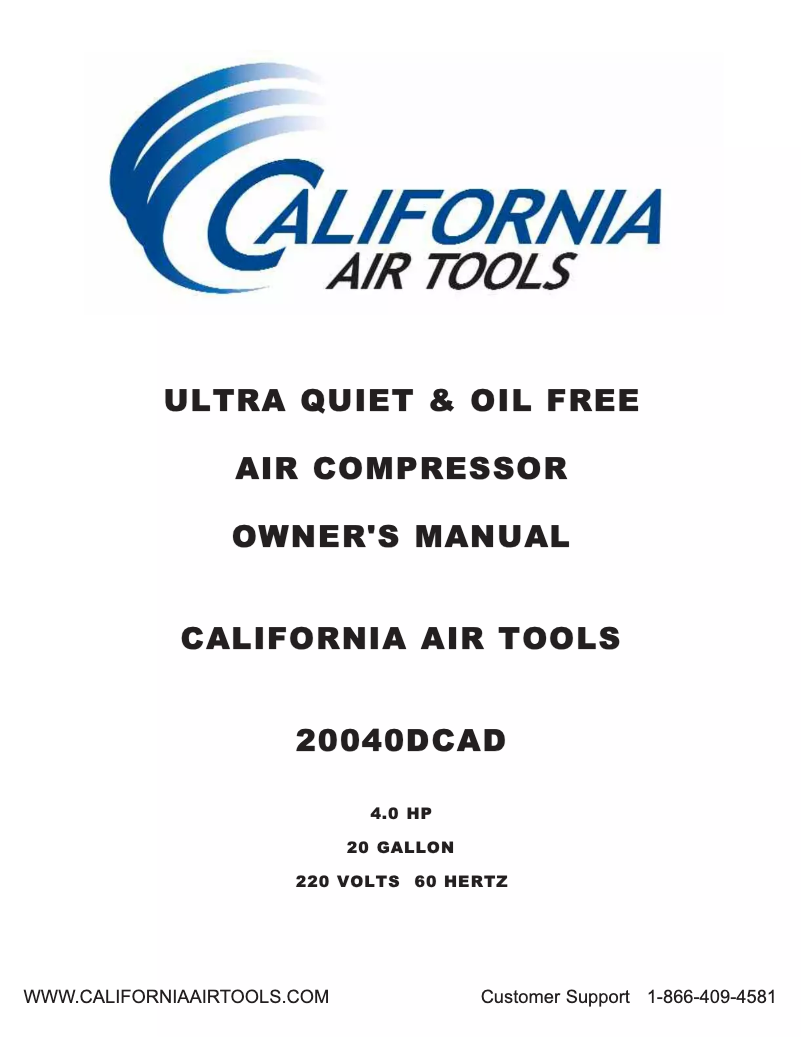 Page 1 de la notice Manuel utilisateur California Air Tools 20040DCAD
