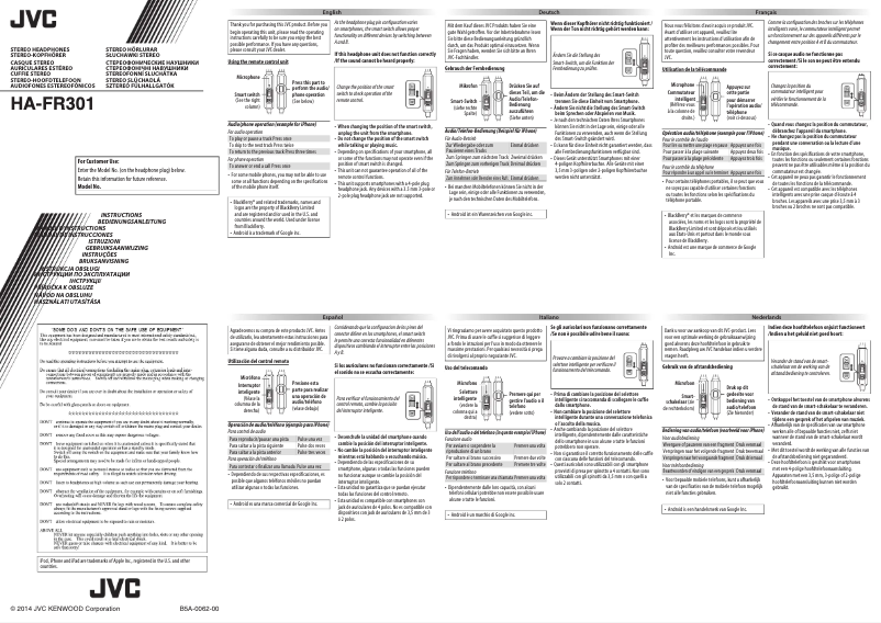 Page 1 de la notice Manuel utilisateur JVC Xtreme Xplosives HA-FR301
