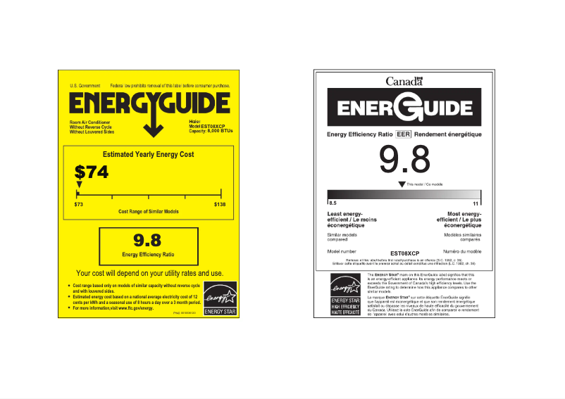 Page 1 de la notice Label énergétique Haier EST08XCP