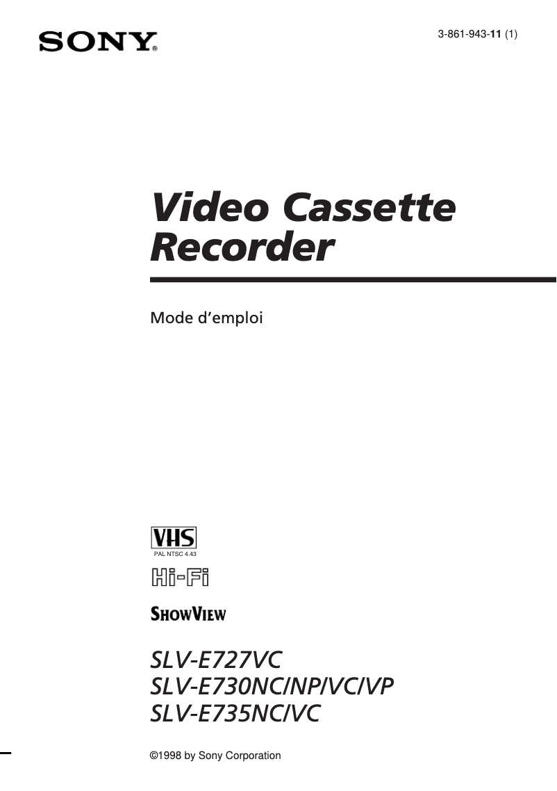 Image de la première page du manuel de l'appareil SLV-E730NP