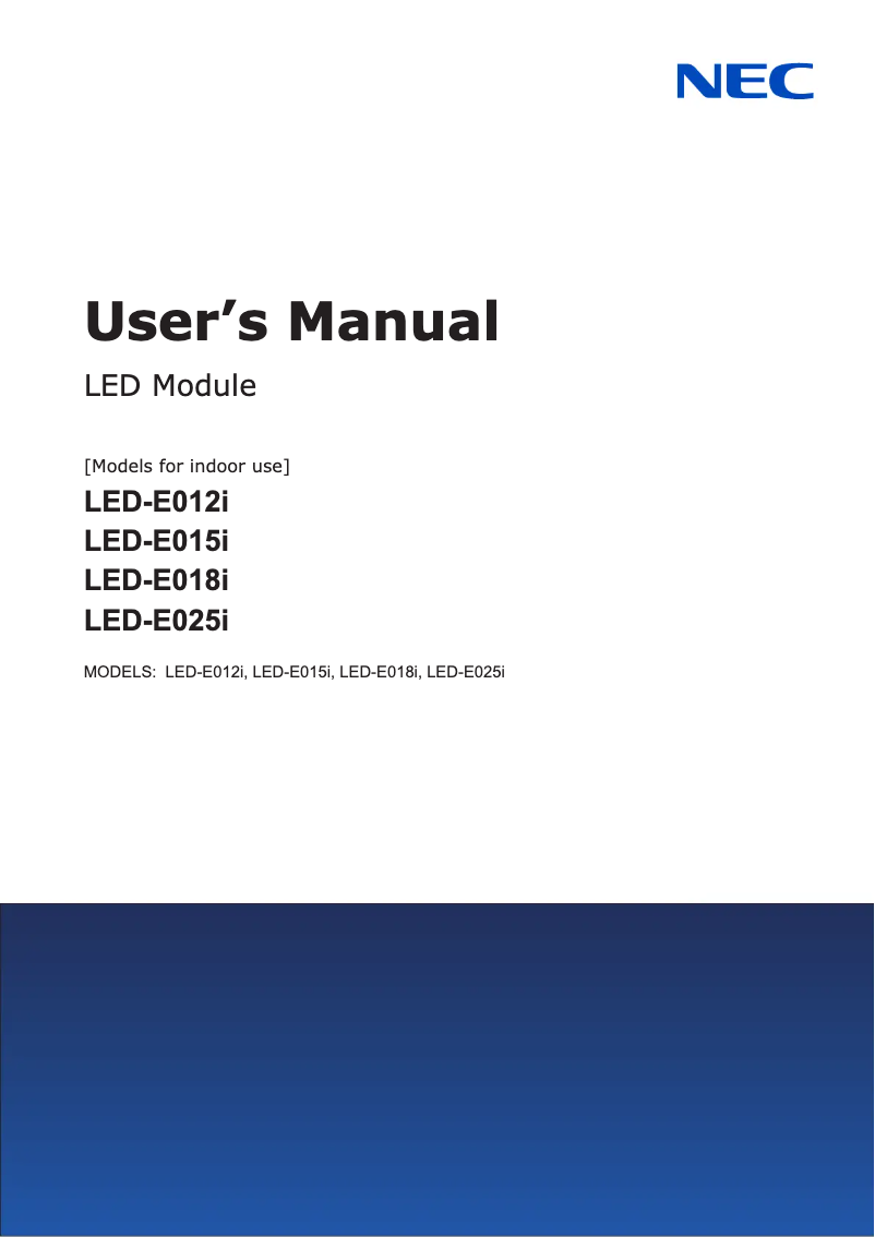 Page n°1 - Manuel utilisateur NEC MultiSync E015I