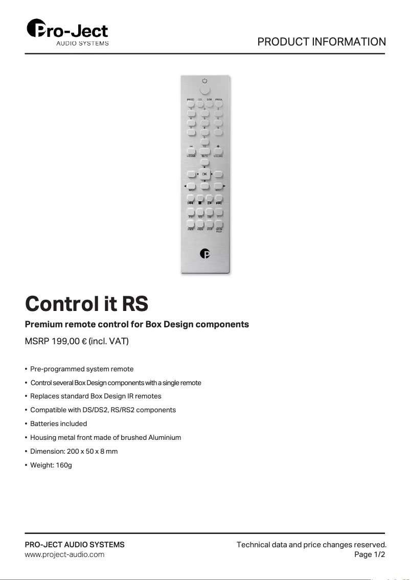 Image de la première page du manuel de l'appareil Control it RS