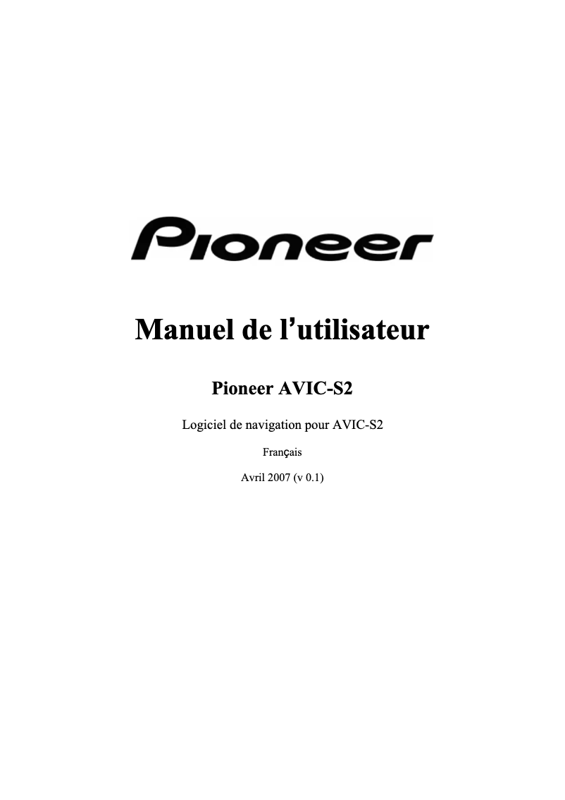 Página 1 del manual Manual de usuario Pioneer AVIC-S2