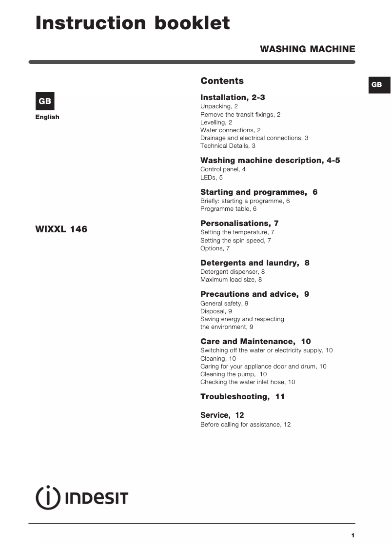 Image de la première page du manuel de l'appareil WIXXL 146