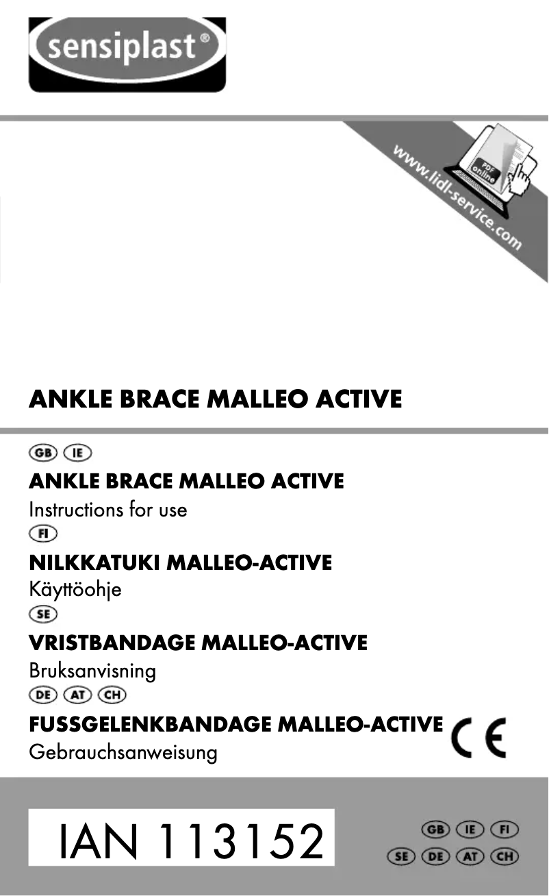 Page 1 de la notice Manuel utilisateur Sensiplast IAN 113152