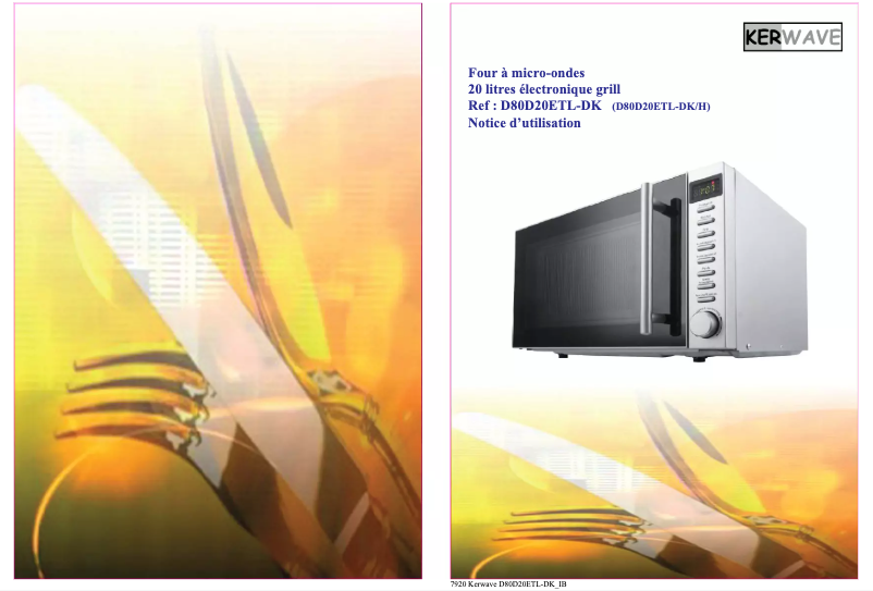 Page 1 de la notice Manuel utilisateur Kerwave D80D20ETL-DK