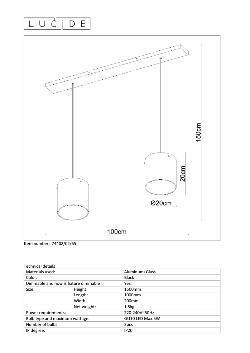 Page n°1 - Manuel utilisateur Lucide Owino 74402/02/65