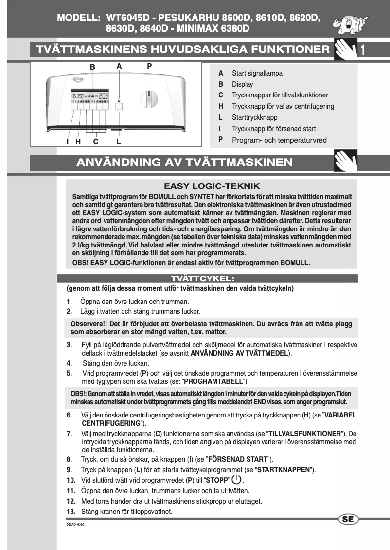 Image de la première page du manuel de l'appareil 8600D Pesukarhu
