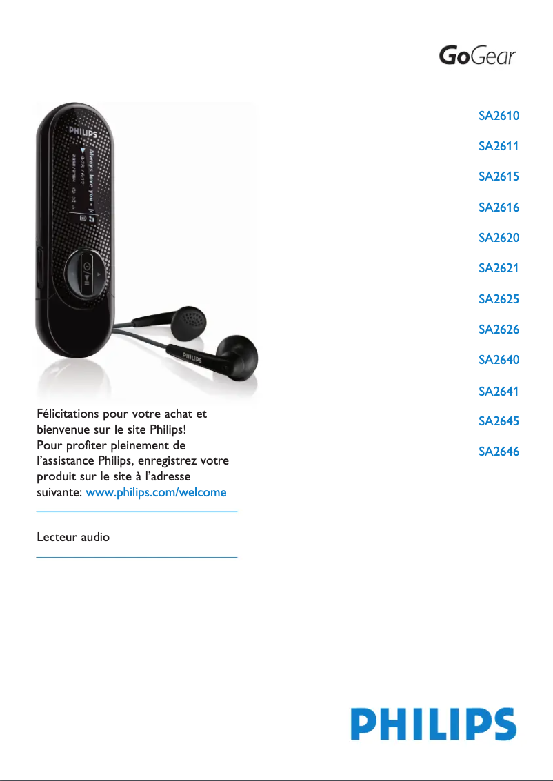 Image de la première page du manuel de l'appareil GoGear SA2620