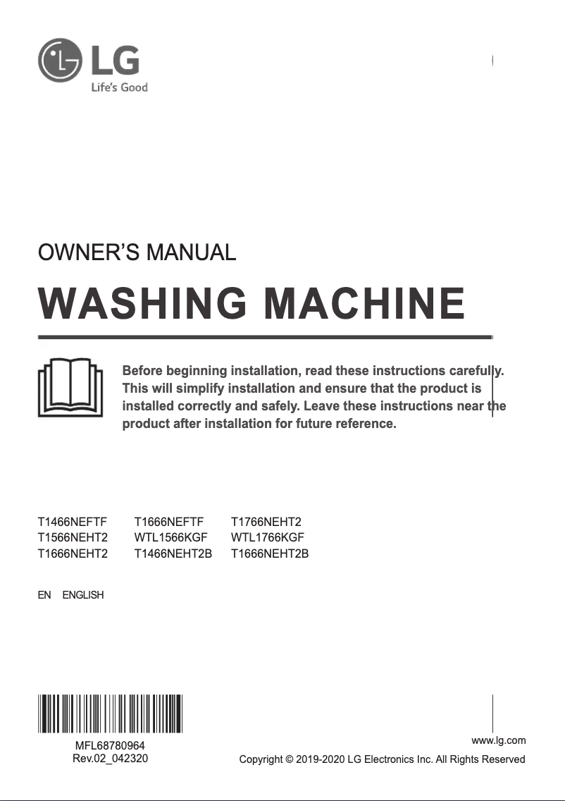 Page 1 de la notice Manuel utilisateur LG T1766NEHT2