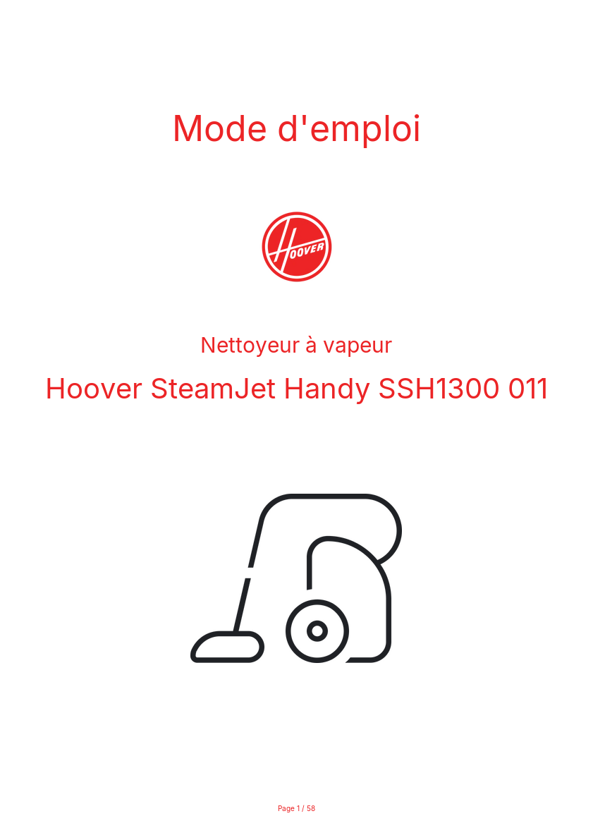 Image de la première page du manuel de l'appareil SteamJet Handy SSH1300 011