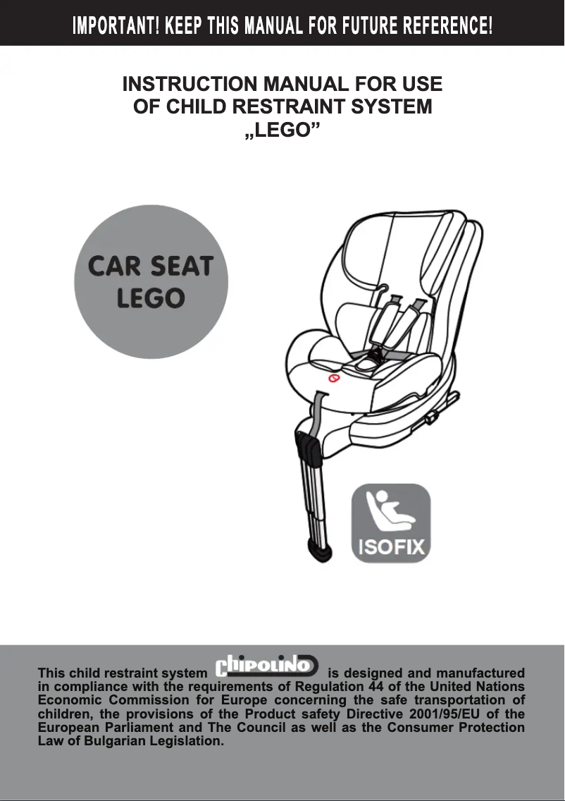 Page 1 de la notice Manuel utilisateur Chipolino Car Seat Lego