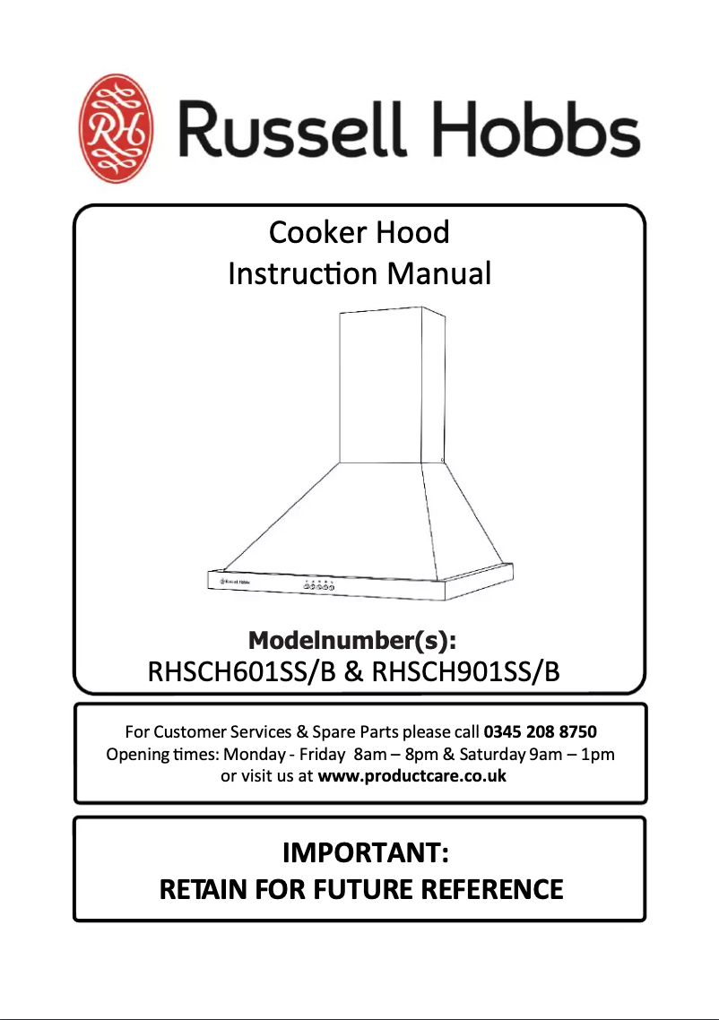 Page 1 de la notice Manuel utilisateur Russell Hobbs RHSCH901SS