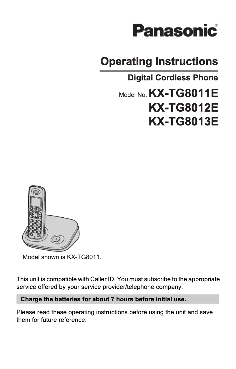 Page 1 de la notice Manuel utilisateur Panasonic KX-TG8012E