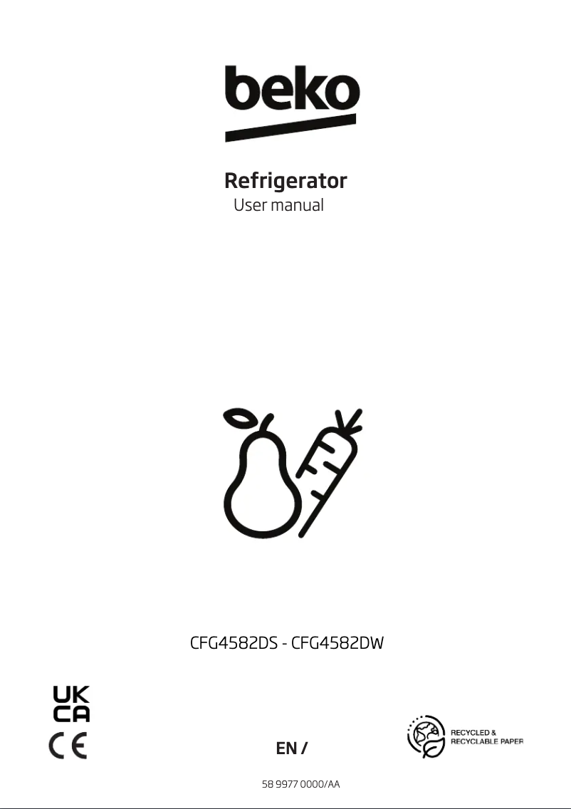 Page 1 de la notice Manuel utilisateur Beko CFG4582DW