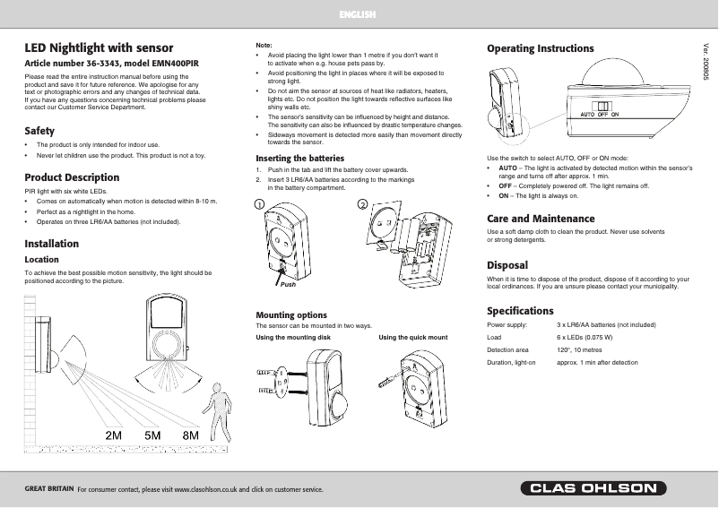 Page 1 de la notice Manuel utilisateur GAO EMN400PIR