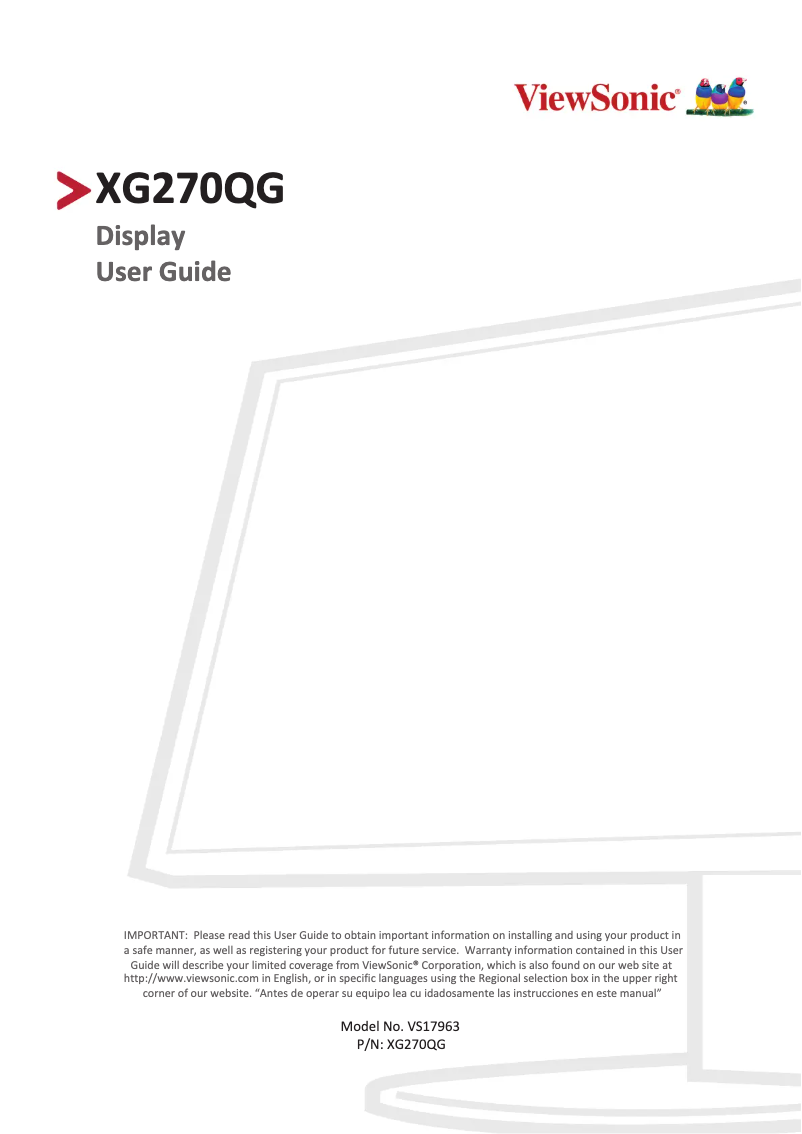 Page n°1 - Manuel utilisateur Viewsonic Elite XG270QG