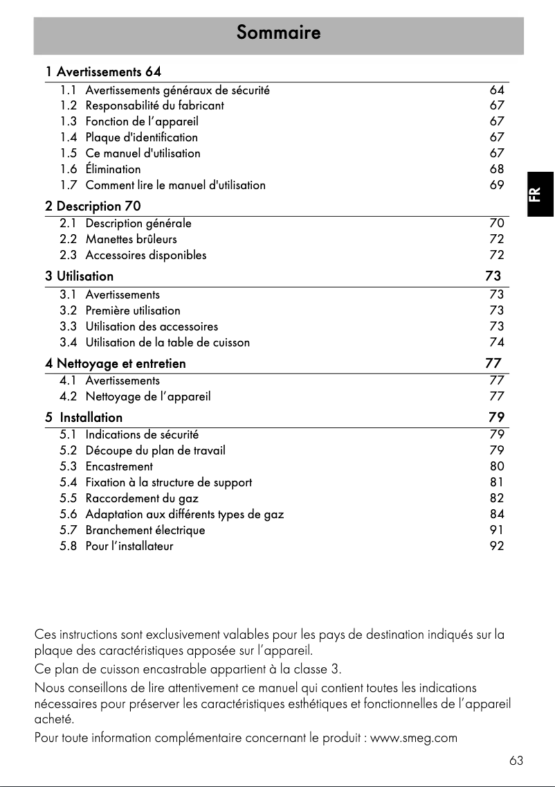 Page 1 de la notice Manuel utilisateur Smeg SRV876AOGH