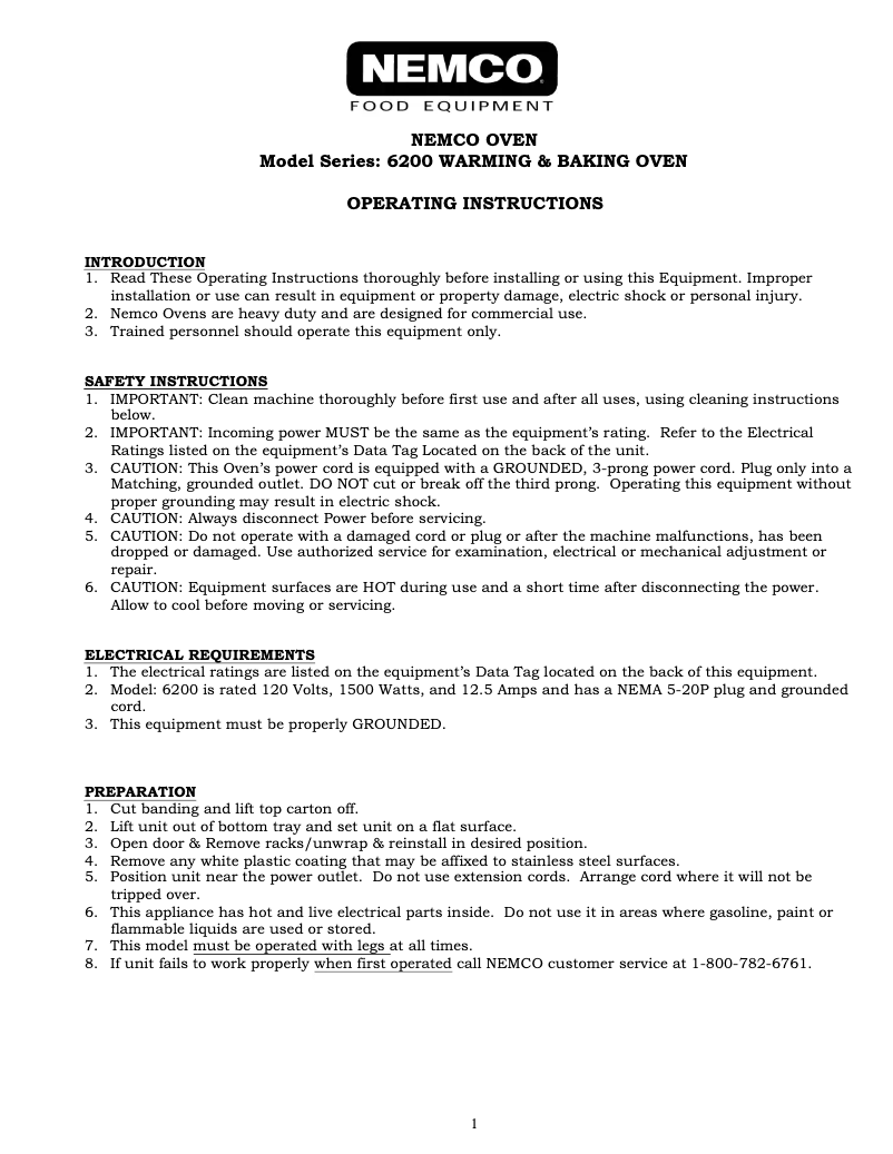 Page 1 de la notice Manuel utilisateur Nemco 45769