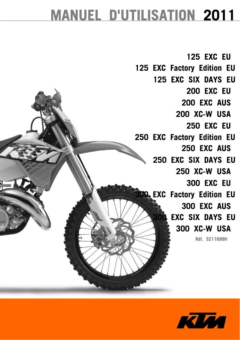 Page 1 de la notice Manuel utilisateur KTM 300 EXC-E Six Days (2011)