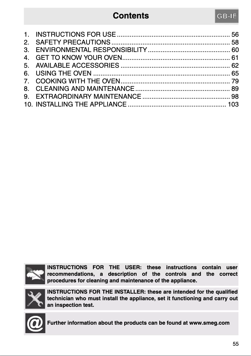Page n°1 - Manuel utilisateur Smeg F610AB
