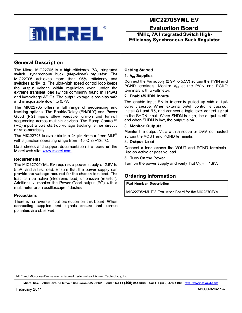 Página 1 del manual Manual de usuario Microchip MIC22705YML