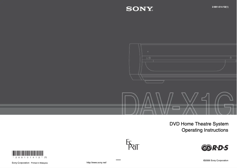 Page 1 de la notice Manuel utilisateur Sony DAV-X1G