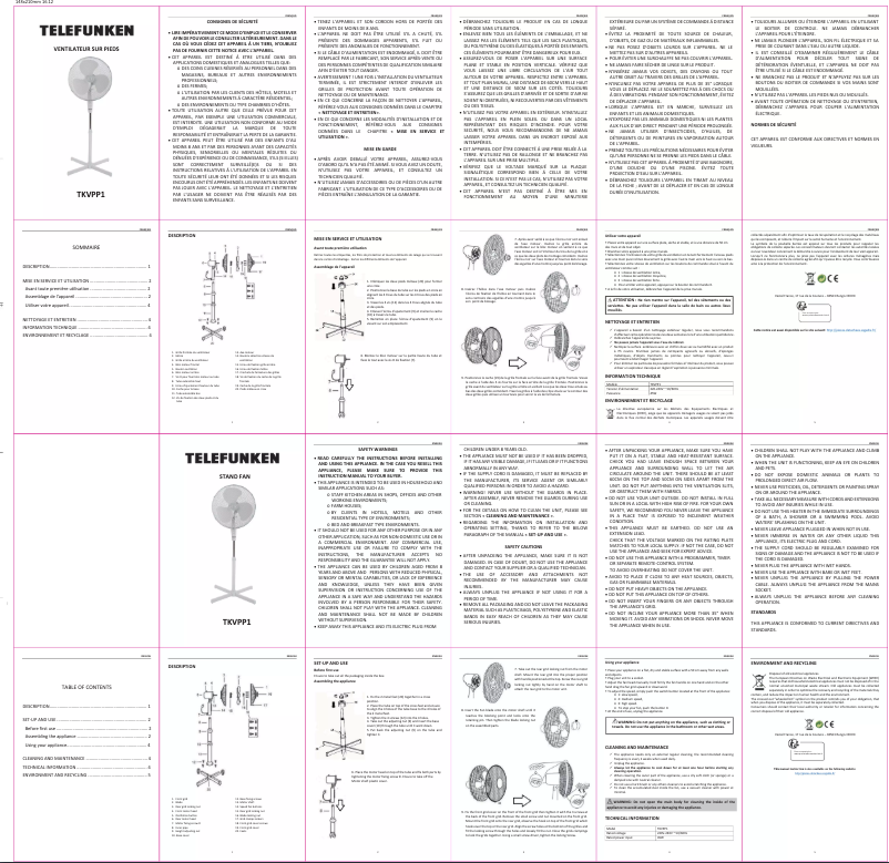 Page n°1 - Manuel utilisateur Telefunken TKVPP1
