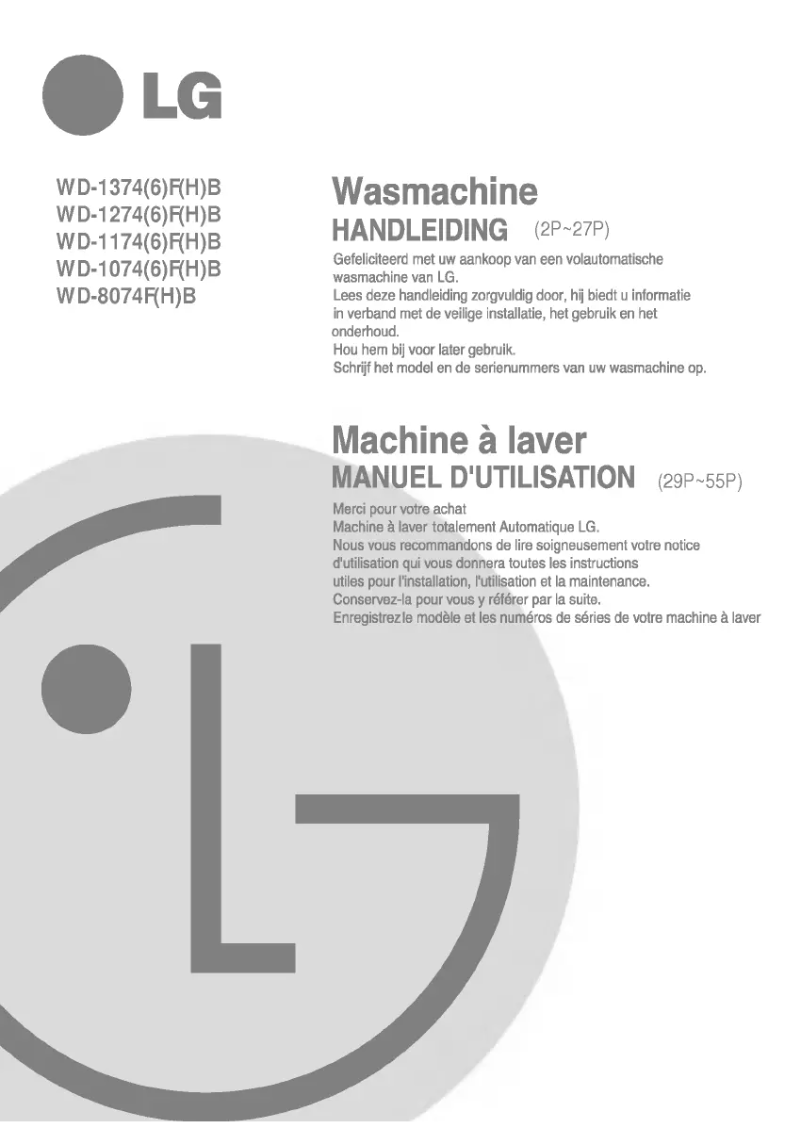 Page n°1 - Manuel utilisateur LG WD-1274FB