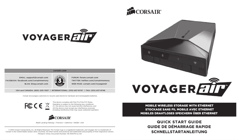 Page n°1 - Guide de démarrage rapide Corsair Voyager Air