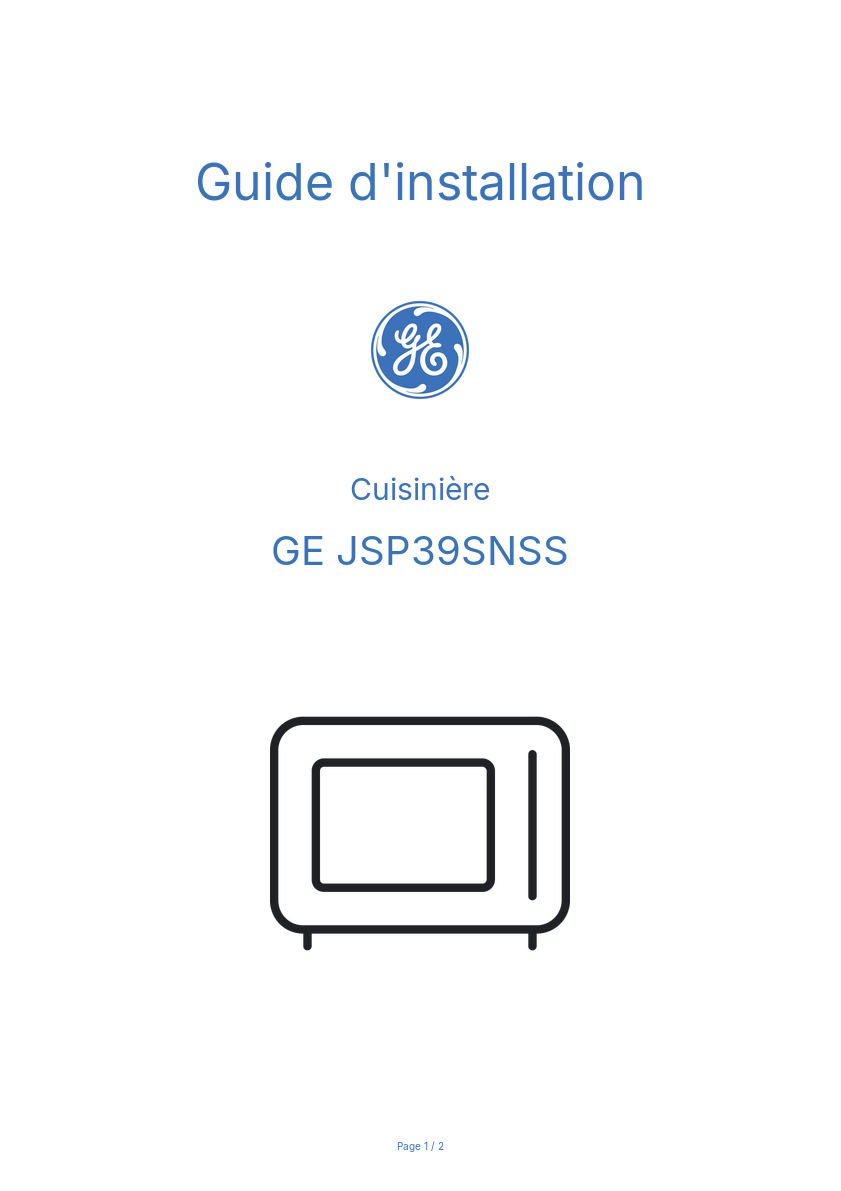 Image de la première page du manuel de l'appareil JSP39SNSS