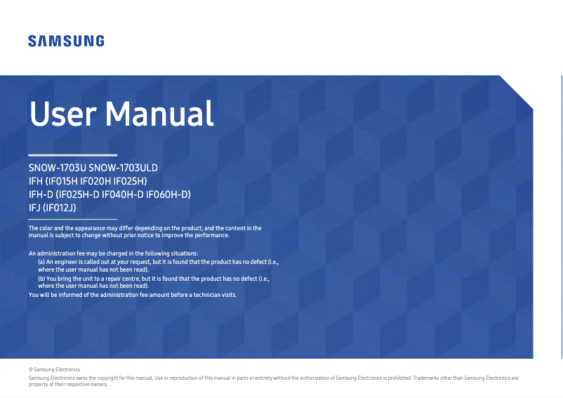 Page 1 de la notice Manuel utilisateur Samsung LH025IFHSAS/ZA