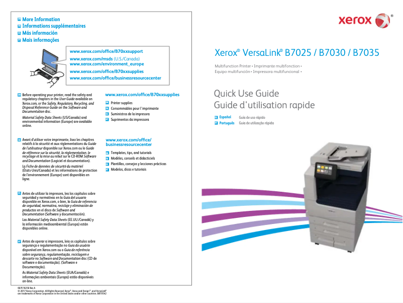 Page n°1 - Manuel utilisateur Xerox VersaLink B7035